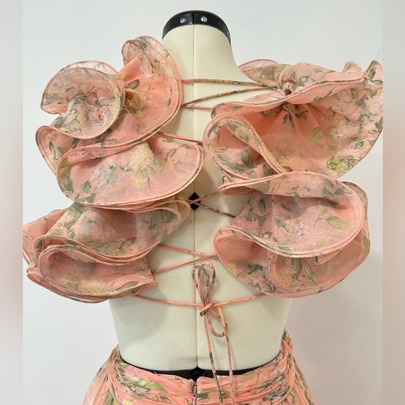 Mac Duggal Ruffle Tiered Floral Cut-Out Chiffon Gown Maxi Dress - Picture 6 of 9